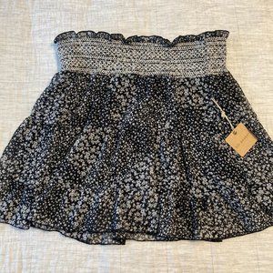 Blu Pepper Mini Black Floral Skirt, Size L